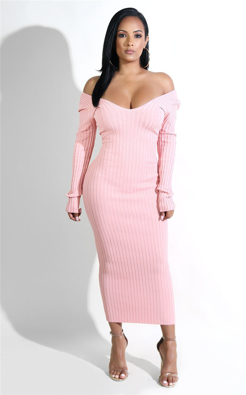 Sexy Off-shoulder Long Dress For European And American Nightclubs