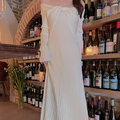 Word Cold-shoulder Elegant High-end Underwear Knitted Dress