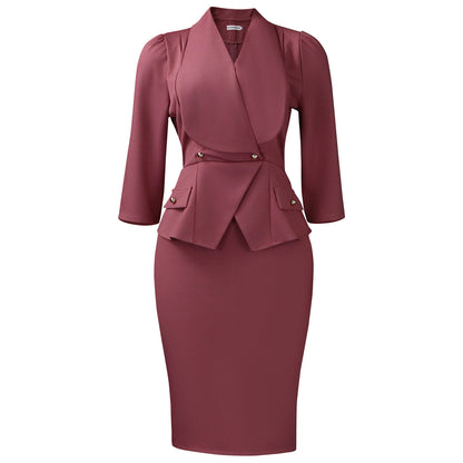 Womens Elegant Solid Color African Bodycon Dress