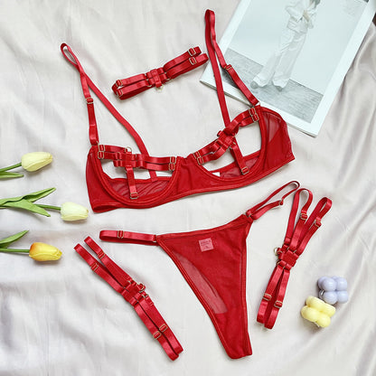 Two Color Stitching Straps Heavy Craft Underwear Four Piece Set