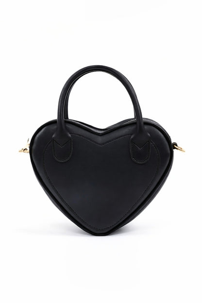 Black Heart Faux Leather Bag