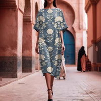 Womens Retro-Printed Arabic Dress From The Middle East Dubai Style