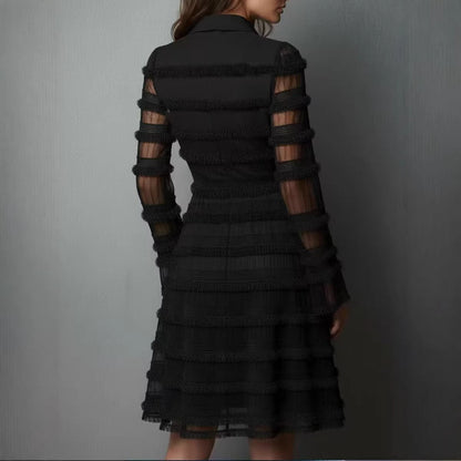 Womens Fashionable Casual Textured Long-Sleeve Dress