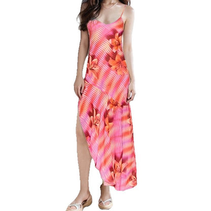 Printed Backless Slim Fit Slip Dress