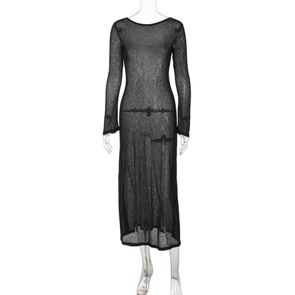 Elegant Floor-length Solid-color Versatile Dress