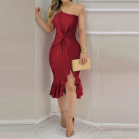 Backless Ruffled Fitted Off-the-shoulder Dress
