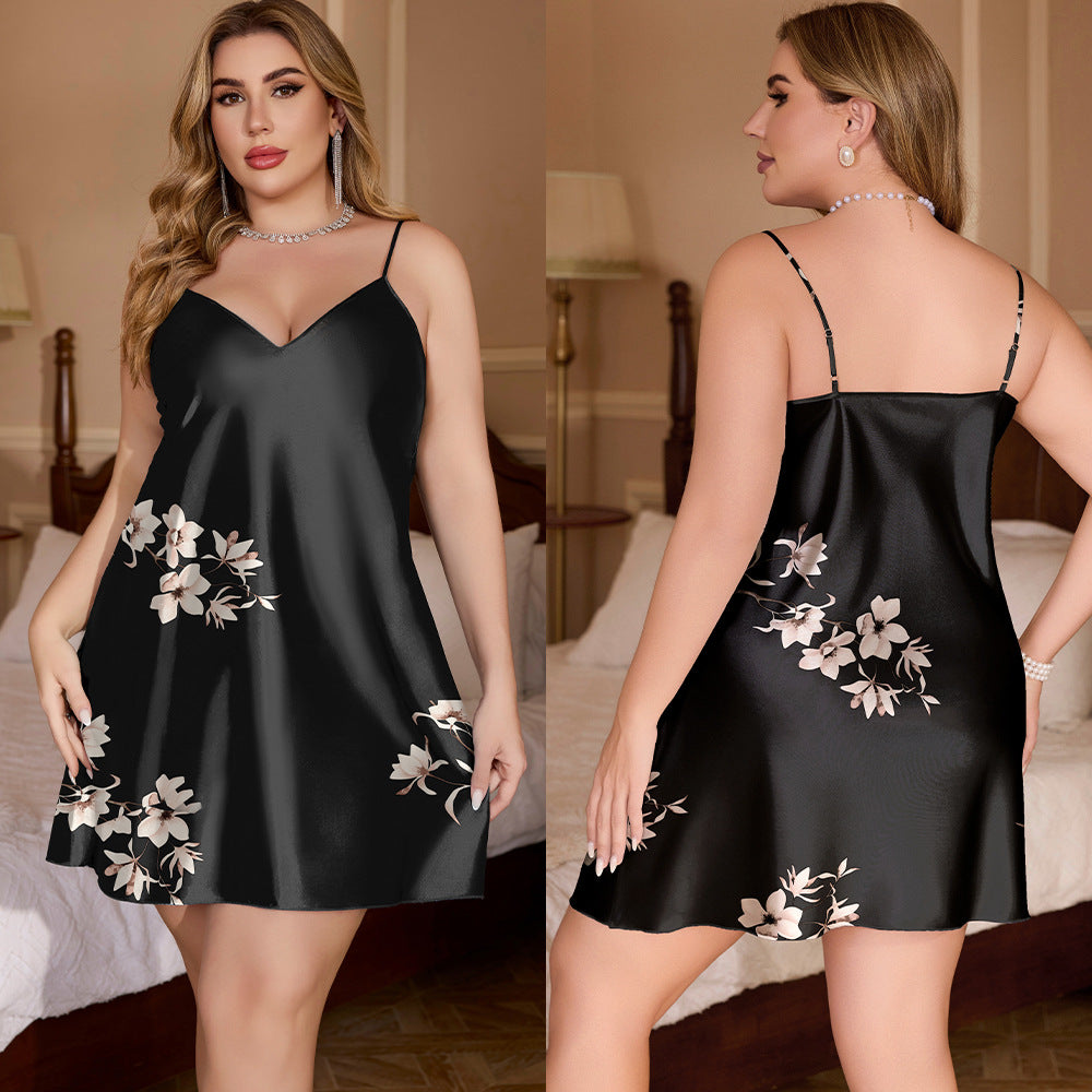Plus-size Ice Silk Pajamas For Women From Europe And The US