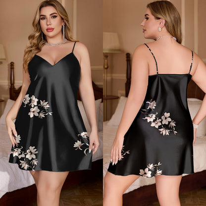 Plus-size Ice Silk Pajamas For Women From Europe And The US
