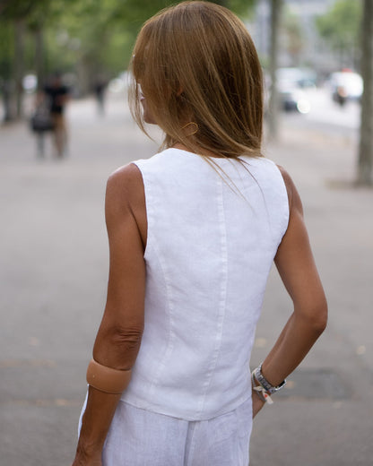 Women's Solid Color Loose Cotton Linen Top Vest