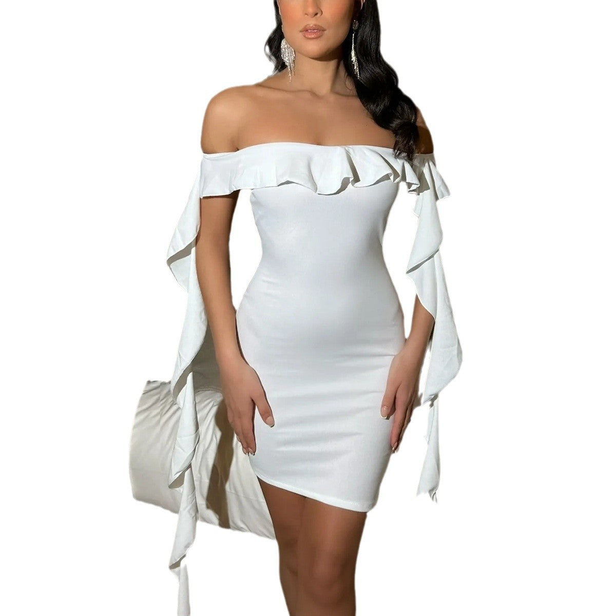 Womens Fashion Pleated Slim-fit Dress