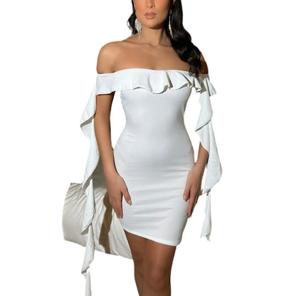 Womens Fashion Pleated Slim-fit Dress