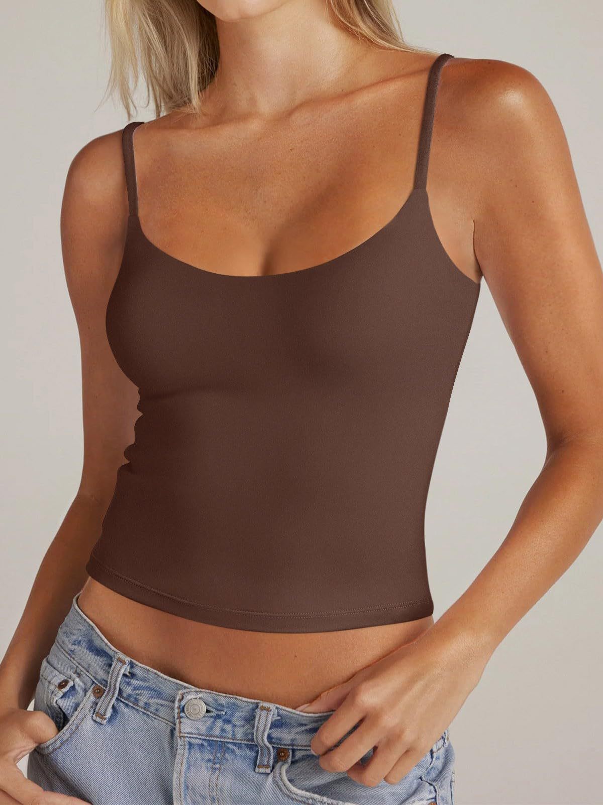 Women's Round Neck Vest Adjustable Camisole Sleeveless Top