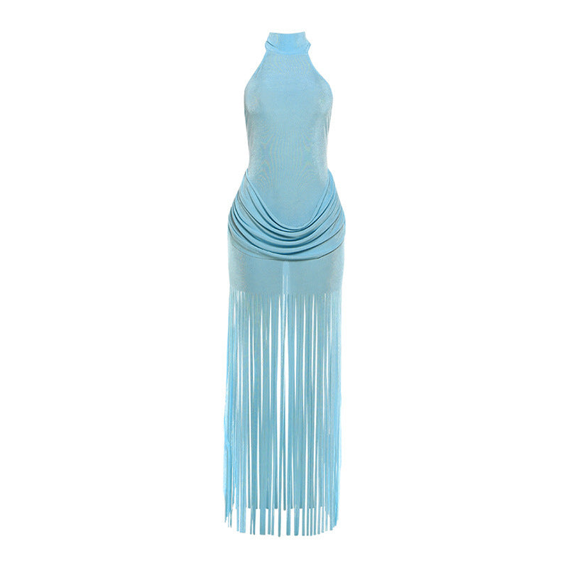 Summer Womens Fashion Tassel Backless Dress