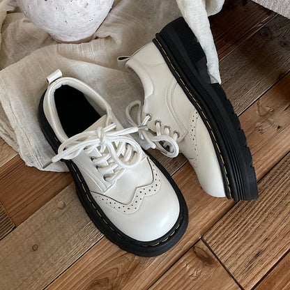 Womens Casual British-style Soft-soled Leather Shoes