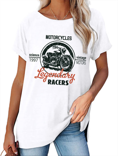 Women's Minimalist Printed Casual Round Neck Short Sleeved Shirt