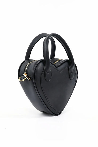 Black Heart Faux Leather Bag