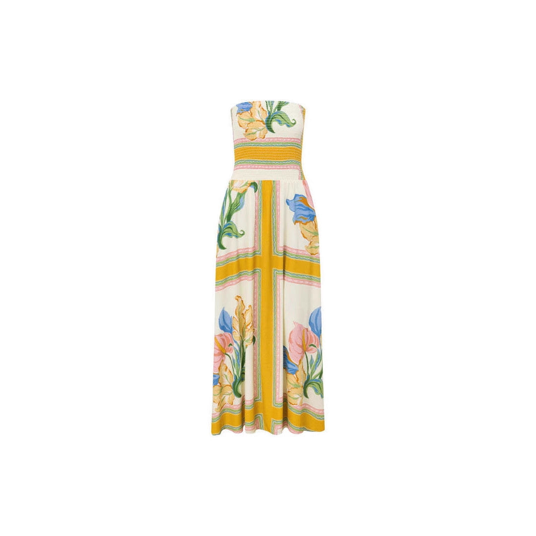 Fashion Loose Linen Sleeveless Tube Top Vacation Style Dress