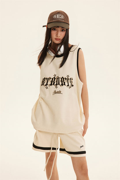 Fake Sports Vest Casual Letter Embroidered Loose Top