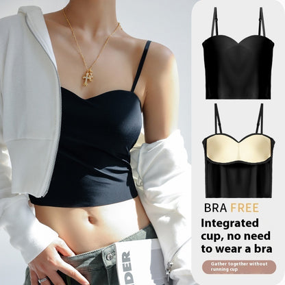 Women's Inner Anti-exposure Underwear Bra With Chest Pad Summer Thin