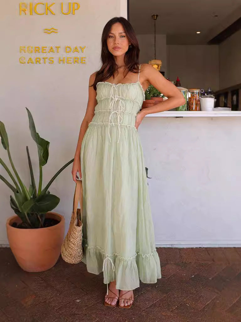 Sweet Ruffled-strap Dress For A Chic Elegant Look