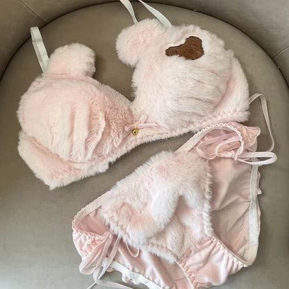 Girl's Underwear Cute Cartoon Bear Bra Set