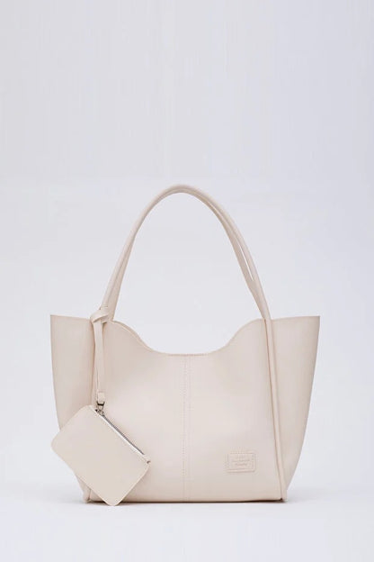 Cream Faux Leather Hand And Shoulder Bag