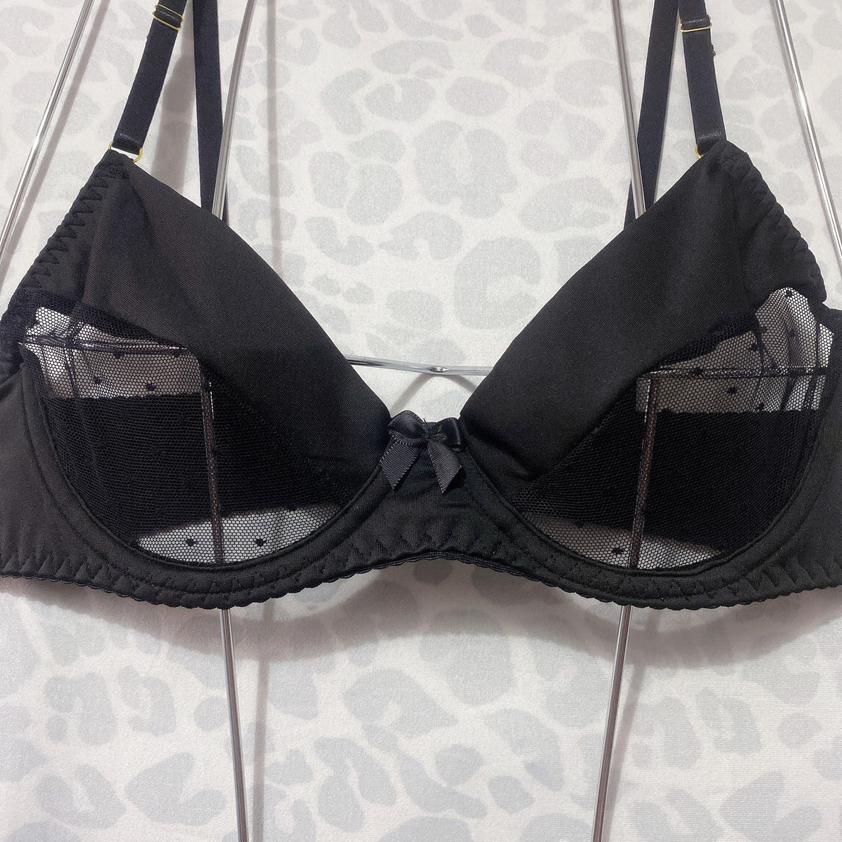 Polka Dot Stitching Bra See-through Underwear Suit Women