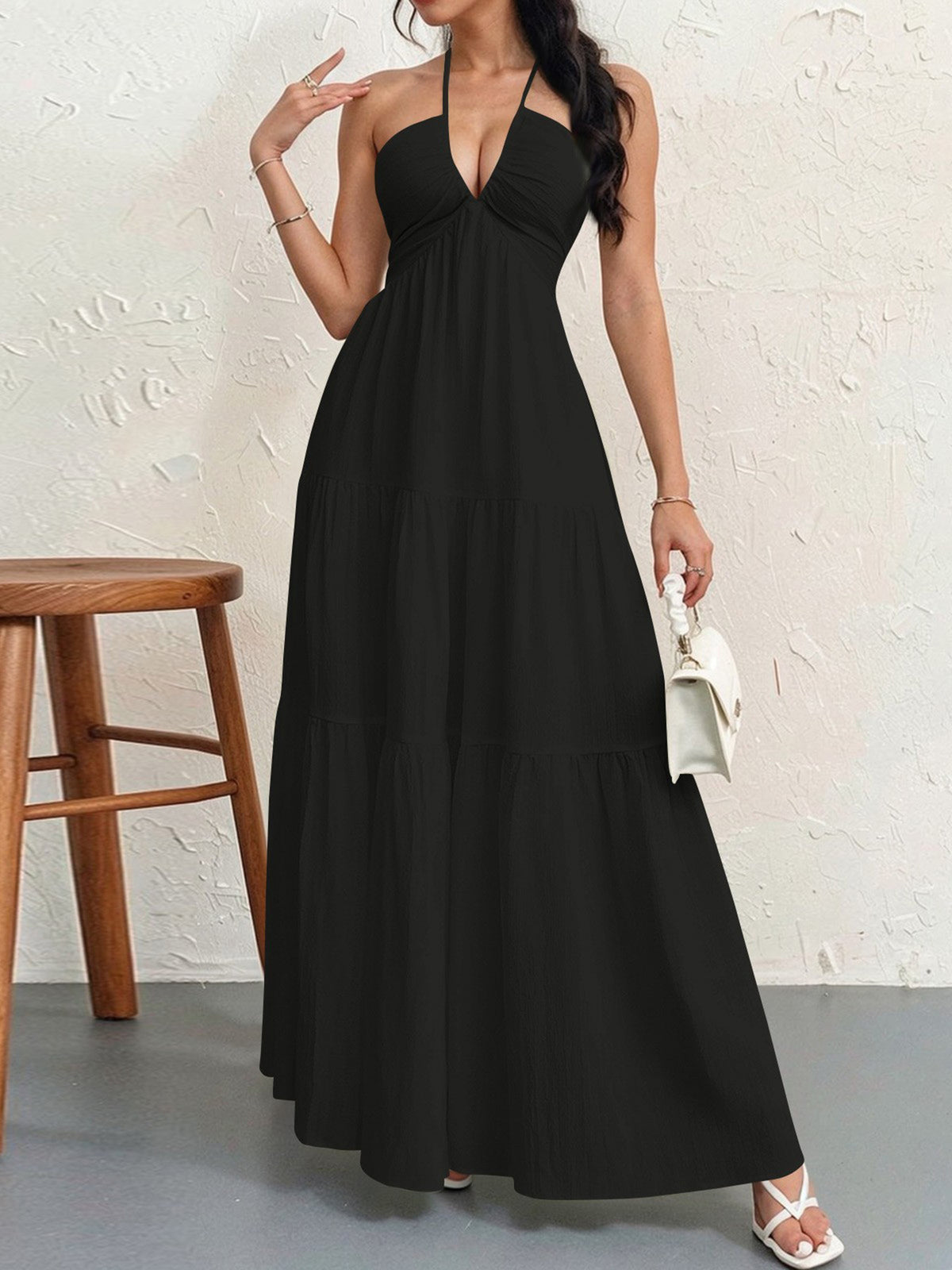 Womens Backless Halterneck Dress