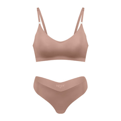 Plus Size V-neck Underwear Suit Women's No Steel Ring Seamless