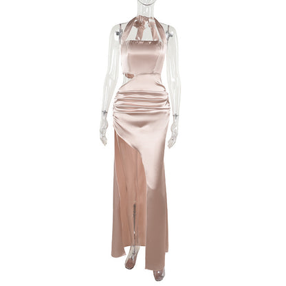 Sexy Halterneck Hollow-Out Slit Evening Dress