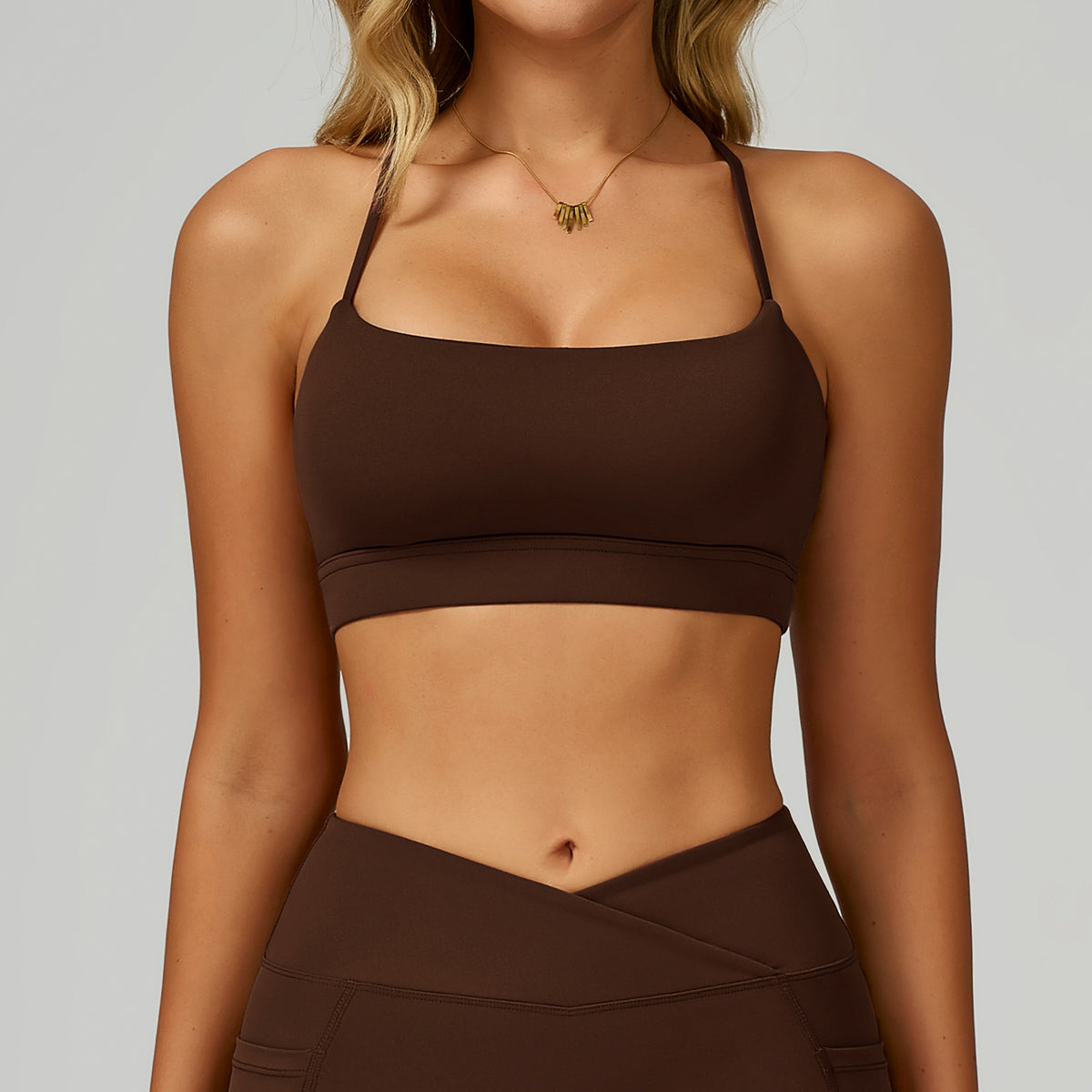Nude Feel Sports Underwear Cross Beauty Back Yoga Bra Fitness Vest