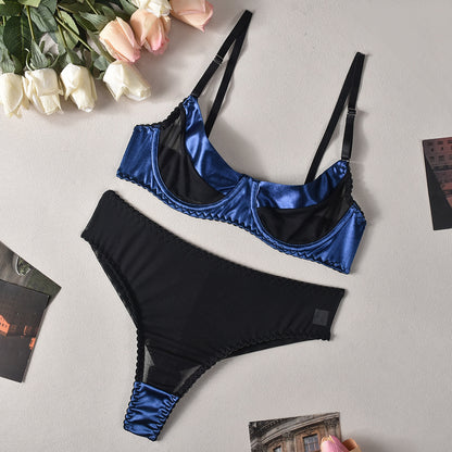Women's Fashion High Elastic Satin Stitching Mesh Belt Steel Ring Underwear Suit