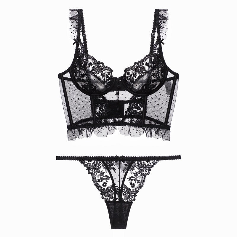 New Ladies French Thin Underwear Embroidered Lace Suit