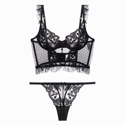 New Ladies French Thin Underwear Embroidered Lace Suit