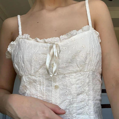 New Women's Pleated Shoulder Low Neck Button Folding Lace Tight Top