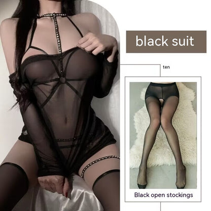 Pure Desire Wind Strap One-piece Nightdress Underwear Suit