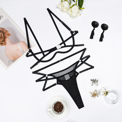 Mesh Underwear Three-piece Set For Women