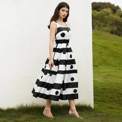Womens Striped Fashionable And Sexy Slip Dress