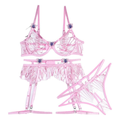 Butterfly Patch Underwear Three-piece Set