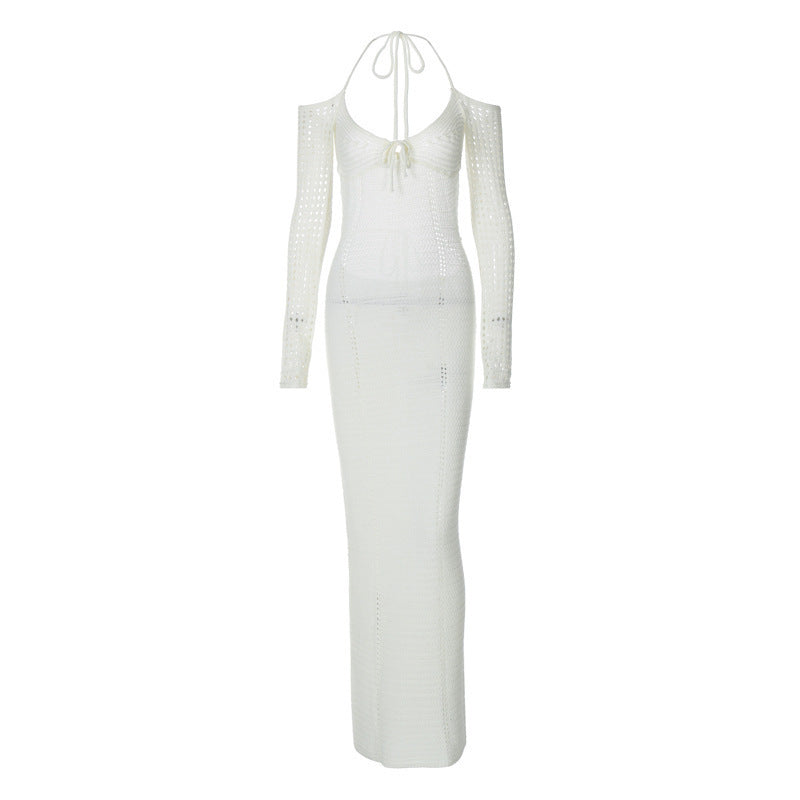 Womens Knitted Sexy Backless Slip Dress