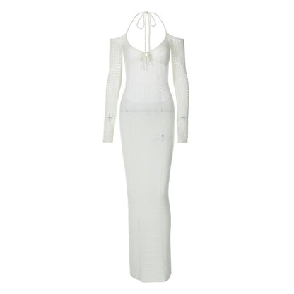 Womens Knitted Sexy Backless Slip Dress