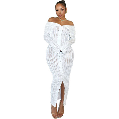 Stylish And Elegant Off-shoulder Long-sleeve Dress