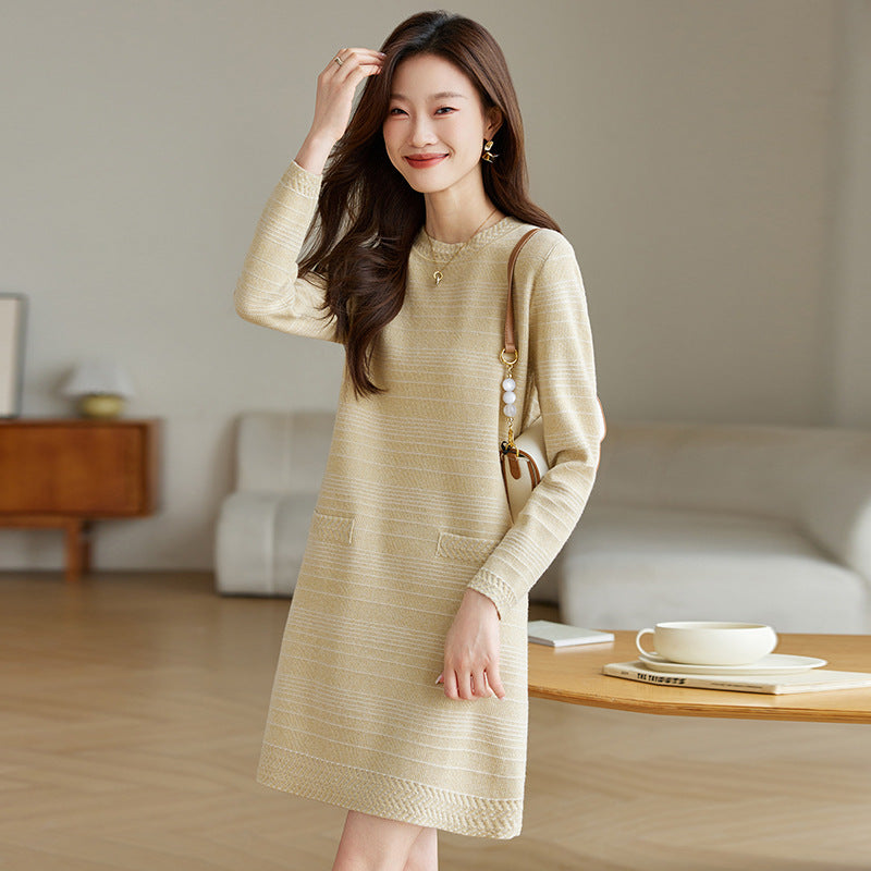 Chanel-style Long-sleeve Knit Dress For Women