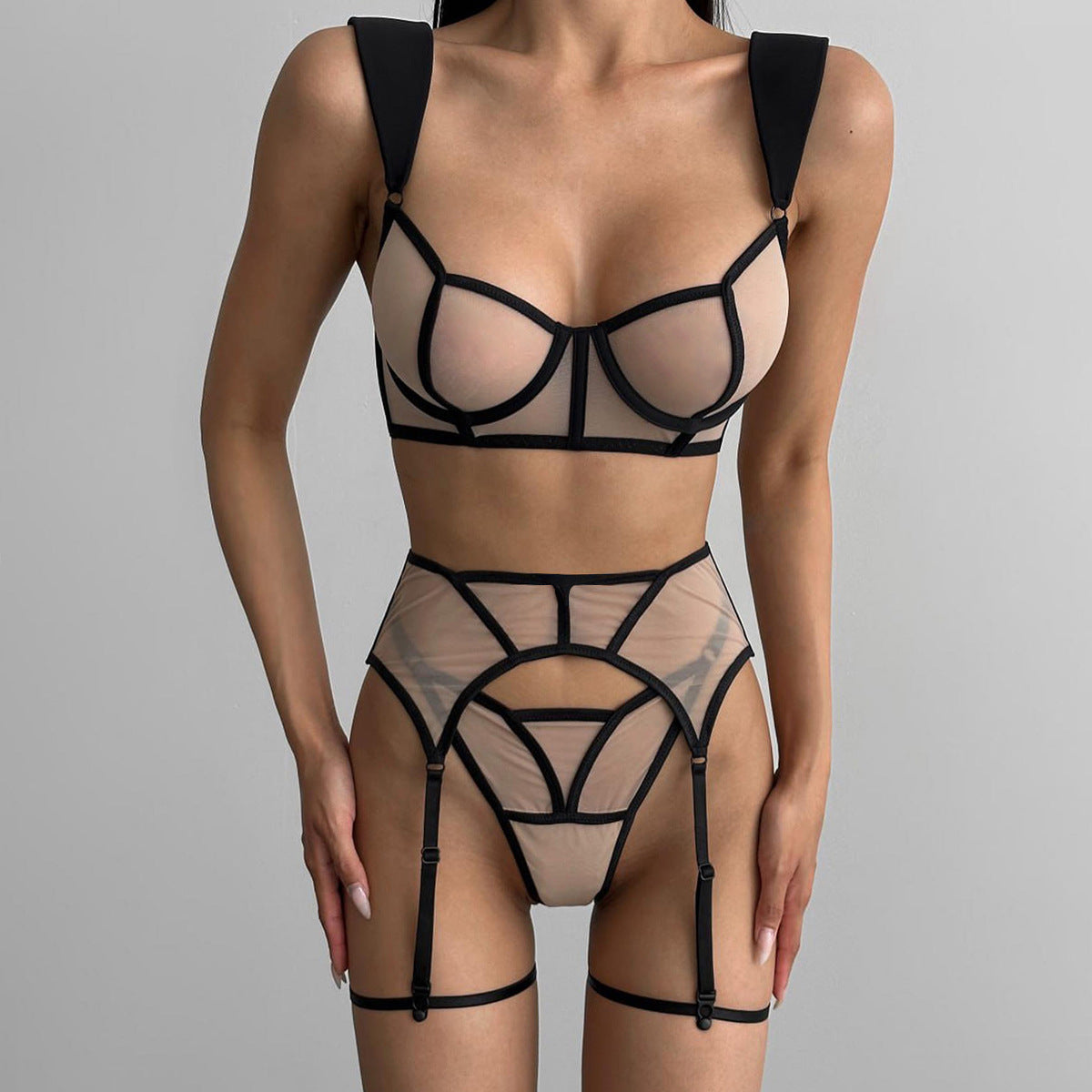 Four-piece Set Sexy And Comfortable See-through Mesh Underwear Suit