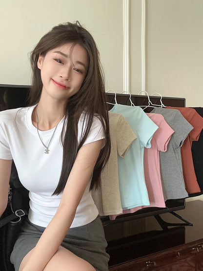 Short-sleeved Bottoming Shirt Inner Wear T-shirt Women's Short Tight Top