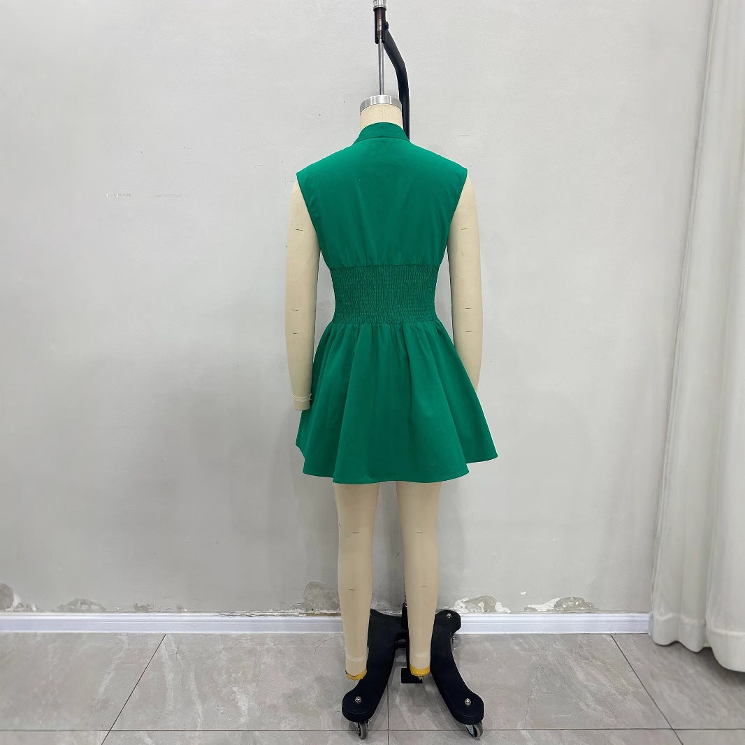 Elegant Commuter V-Neck Zippered Cardigan Dress