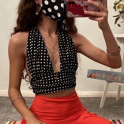 Women's Slim Fit V-Neck Print Strap Tube Top