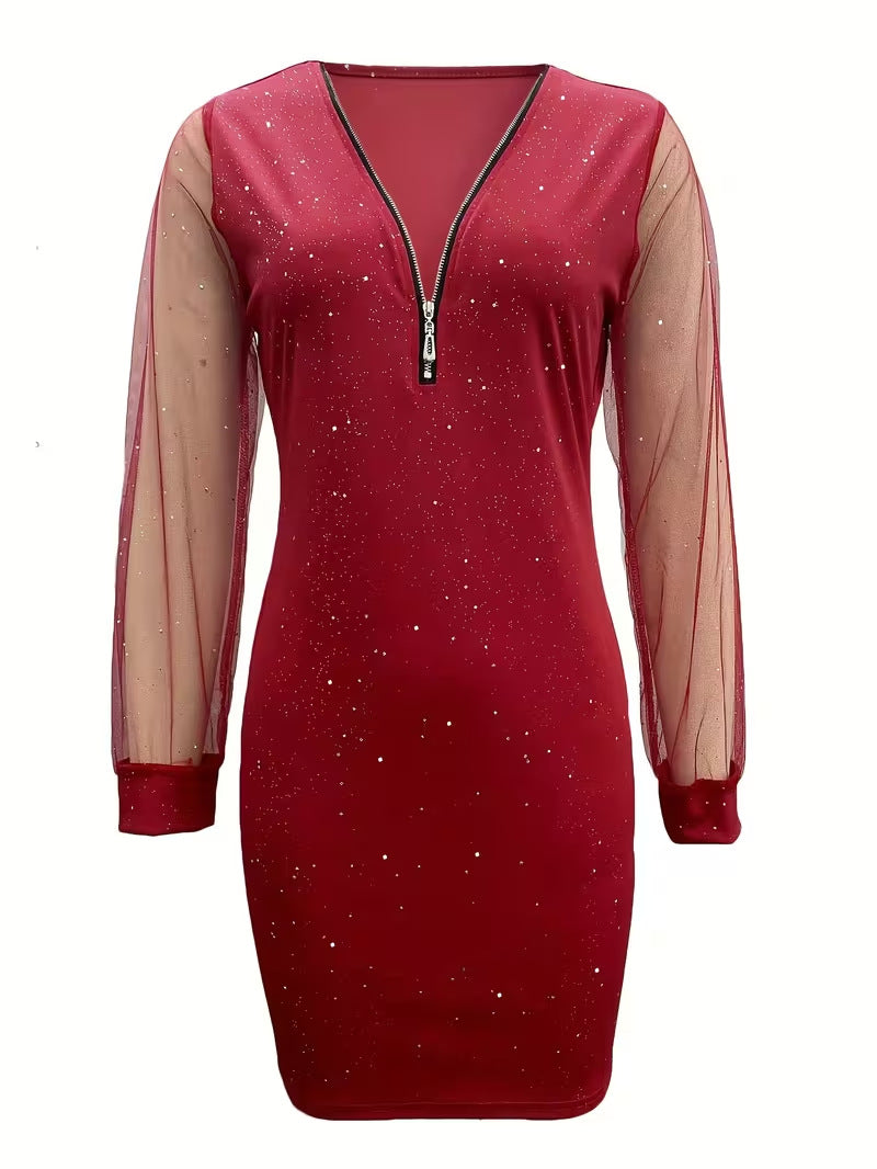 Women's V-neck Sparkling Dress