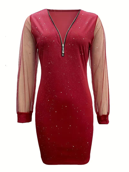 Women's V-neck Sparkling Dress