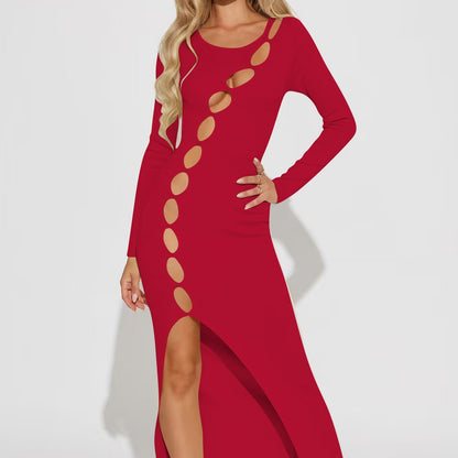 Womens Cut-Out Slit And Hollowed-Out Dress